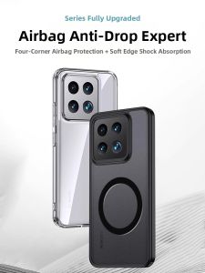 Xiaomi 14 pro Transparent Magnetic Wireless Charging Silicone Protective Case Full Cover Airbag Anti-Fall for Men And Women