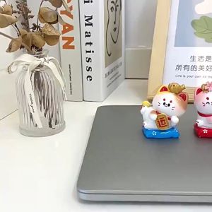 Tượng Trang Trí Mèo Lucky Ngồi Đệm Hoa Trang Trí Decord xe hơi tiểu cảnh