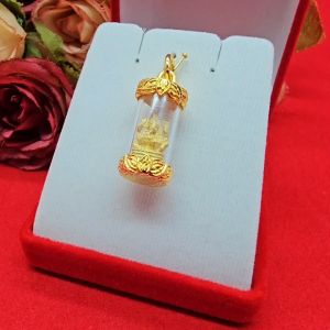 จี้พระพิฆเนศทรงกระบอก ขนาด 1.2x2cm  องค์ทอง ใส่ได้ทุกโอกาส เสริมบารมี ใส่ออกงานได้ ฟรีถุงกำมะหยี่