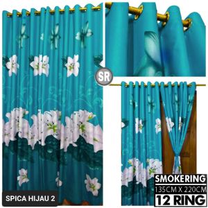 Gorden korden Hordeng Tirai Pintu Jendela Kamar Smokring 12 Ring Motif Bunga Tulip Batik Polos Embos murah cod