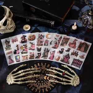 20sheets Midnight Party Series Halloween Theme PET+washi Dual Material Sticker Book Creative Decoration DIY Craft Supplies