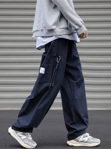 Loose Straight Leg Mens Casual Pants High Street Style Spring Autumn Fashion Trendy Brand Sporty Workwear Loose Fit Trousers