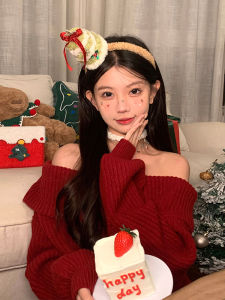 Thickened One-Shoulder Sweater Womens Style 2025 Snake Year Red Color Commute Loose Fit Long Sleeve Zipper Closure Winter Top