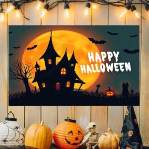 VIKAMA Halloween Ma Nghĩa Địa Tấm Thảm Polyester Chống Thấm Nước Treo Tường Cho Phòng Ngủ Ma Quái Đảng Sân Trang Trí Cờ