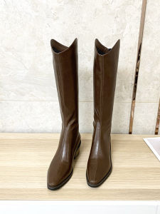 Giày Bốt Cao Gót Mũi Nhọn Kiểu Tây Ban Nha Cho Nữ Mùa Thu Năm 2025 Giày Bốt Cao Đến Đầu Gối Có Khóa Kéo Bên Hông