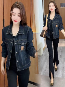 Casual Denim Short Jacket Womens Spring Autumn New Fashion Loose Slimming Small Size Jacket Top Cotton Polyester Blend