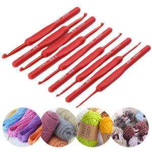 Silicone Crochet Hooks Needle Handle Frosted Aluminum Handmade DIY Hook Head Crochet Sweater Weaving Knitting Sewing Tool