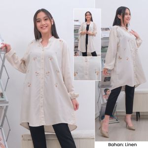 Tunick katun lengan panjangtunick kemeja wanita dewasapakaian wanita dewasa ke kiniantunick full kancing hiduptunick katun linen premium