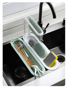 Kitchen Storage Rack Wall Mounted Sponge Drain Basket Sink Organizer Creative Plastic No Drilling Required Sink Caddy