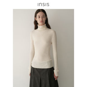 INSIS FEMME | Merino Wool Turtleneck Seamless Two-Way Ribbed Womens Knit Top