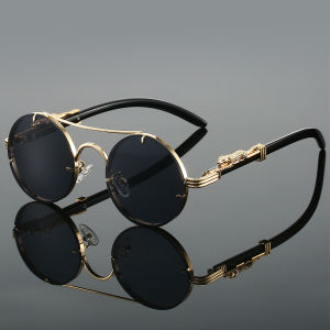 Men Vintage Round Sunglasses Fashion Double Bridge Multicolor Shades Women Retro Trendy Brand Luxury Design Sun Glasses