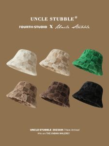 Autumn Winter Berber Fleece Bucket Hat Girls Wide Brim Face-Showing Small Bucket Hat K-style Thickened Cold-Proof Warm Bucket Hat