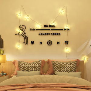 Wall Stickers Bedroom Decorative Wall Art Music Player Lyrics Poster Modern Minimalist Style Waterproof Acrylic Sticker