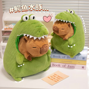 JOJO CASTLE 30/40cm Crocodile Capybara Plush Toy Capibala Cosplay Green Crocodile Doll Soft Stuffed Animals Kid Toy Xmas Birthday Gift