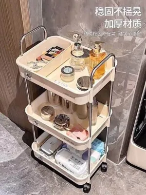 Xe đẩy đồ 3 tầng có bánh xe đa năng