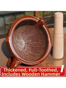 Ceramic Mortar with Thick Handle and Dense Texture for Crushing Ingredients