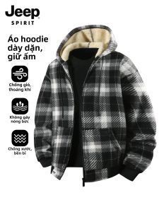 JEEP SPIRIT | Áo Hoodie Plaid Có Mũ Trùm Đầu Ấm Áp cho Nam