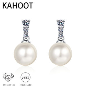 S925 Silver 0.1ct Pearl Pendant Moissanite Earrings Simple European and American Suitable for Women Wedding Holiday Gifts