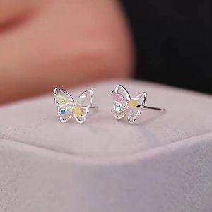 Bông Tai S925 Butterfly Nữ Sweet Ins Mini Dễ Thương Nhiều Màu Sắc