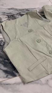 2024 Set pakaian musim panas anak perempuan rompi hijau + celana asimetris 2 potong pakaian SETELAN ANAK PEREMPUAN