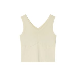 NIHAOKANONG | Áo Dệt Kim V-Neck Tạo Form Gọn Cho Phụ Nữ Mùa Hè