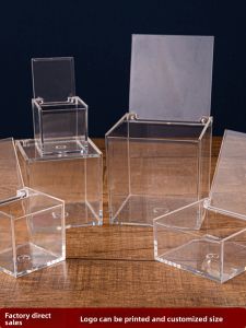 Transparent Acrylic Plastic Candy Box Square Flip Cover Food Grade Wedding Celebration Gift Packaging Simple Style Mirror Polished