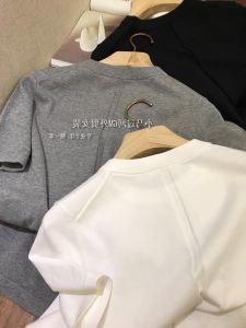 R*W Quality round Neck Short Sleeve Loose Fit Womens T-shirt Back Center Seam Design Spring Fashion Casual Female Top