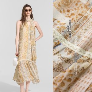 BEIQIANI | Asymmetric Collar Sleeveless Print Dress