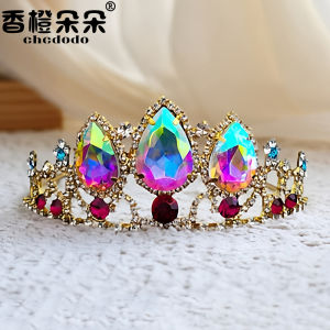 Princess Crown Headwear Crystal Gem Girls Hairband Diamond Rhinestone Hairpin Childrens Accessory Korean Style for Girls