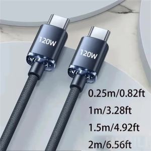 NNBILI 5 Cái 120W C To C Cáp Sạc Nhanh Bện Cho iPhone 18/17/16 Huawei Xiaomi Samsung - Dây Đồng Bộ Dữ Liệu Tốc Độ Cao