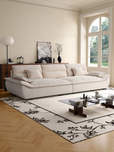Wide Seat Deep Sofa Detachable Linear Layout Fabric