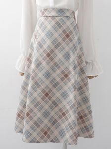 High Waist A-Line Midi Skirt Thin Wool Knee-Length Umbrella Skirt for Women Suitable for Hip And Thigh plus Size