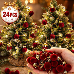 24x Mini đổ xô bóng giáng sinh đồ trang trí treo Cây giáng sinh pendents Quả Cầu Nhung đám cưới năm mới bên trang trí lãng mạn