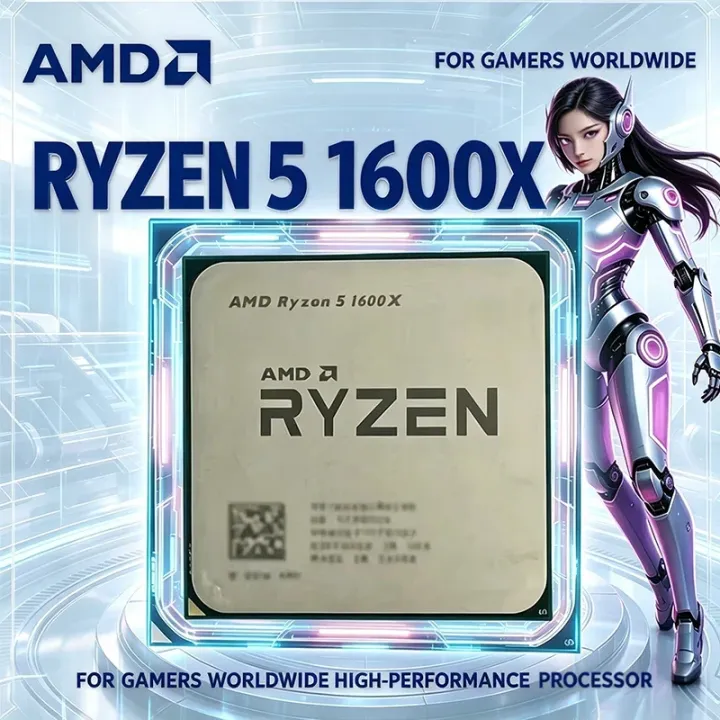 AMD | AMD Ryzen 5 1600X 3.6 GHz Six-Core Twelve-Thread CPU AMD Ryzen 5 R5 1600X 95W L3=16M YD160XBCM6IAE Socket AM4 CPU Loose Pie