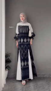 ZUDEVA-RAHAYU Navy Baju Couple Family Sarimbit Batik Tenun Kondangan Lebaran 2025 Set Pasangan Lamaran