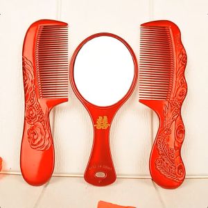 DOUBLE HAPPINESS DP MIRROR COMB SET BRIDAL WEDDING SUPPLIES