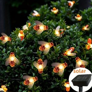 Fairy Lights LED Solar 8 Mode Cute Honey Bees String Light Christmas Wedding Holiday Garlands Decor Garden Decoration Outdoor