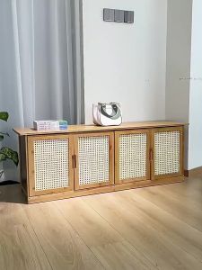 2/4 Doors shoe wearing stool shoe cabinet seat stool shoe rack solid wood entry Shoe cabinet