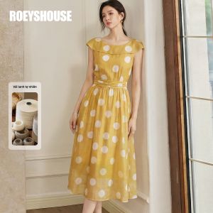 Roey s house | Đầm Voan Chấm Bi Cổ Xòe Phong Cách Audrey Hepburn