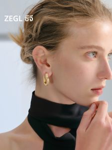 ต่างหูห่วงหัวใจทองคำสำหรับผู้หญิง ZEGL True Willow ต่างหูสไตล์หรูหรา ต่างหูแบบโลหะผสม ต่างหูแบบห่วงสุดหรู