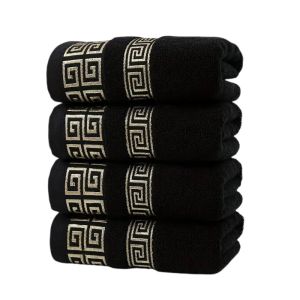 1/4/6pcs Black Cotton Towels Cover 34x74cm/70x140cm Embroidered Hotel Quality Bath Towel for Adults Gift Face Bathroom Towels