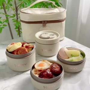 SPOETRY Portable Stainless Steel 304 Thermal Lunch Box Leak-Proof Double Layer Bento Box Student Soup Food Container