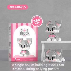 New Cute Double Mini Puppy Series Micro-Particle Childrens Educational Assembled Building Blocks Cartoon Ornaments Gift