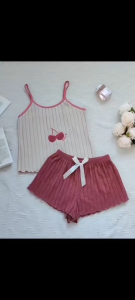 Womens Lingerie Camisole Tank Top Shorts Pajamas Plus-size Knitted Sleeveless Pajama Set