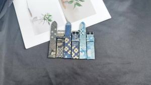 New Style Nylon Sailcloth Leather Watch Strap 20mm 22mm Denim Pattern Twist Texture Watchband Irregular Blue Bracelets Accessory