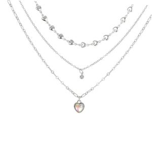 สร้อยคอแบบชั้นในหลายชั้น จี้รูปหัวใจแฟชั่น โซ่กระดูกไหปลาร้า โซ่โลหะผสม จี้รูปหัวใจ โซ่กระดูกไหปลาร้าแบบหลายชั้น