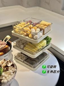 Rotatable Multi-layered Partitioned Kitchen Dish Multi-functional Rack Plate Hot Pot Side Dishes Preparation Tool Plastic Material