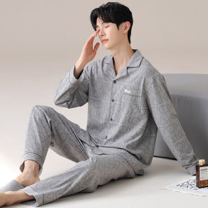 MiiOW | Mens Sleepwear Set Catman Long Sleeve Long Pants Open Cardigan Casual Home Clothes Autumn Winter New Style Fashionable Youth Polyester Fiber