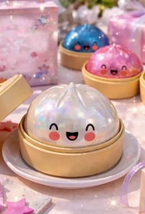 BUY 1 TAKE 1 Cute Glitter Dumpling Squishy Slow Rising Sensory Fidget Toy Soft Squeeze Ball with Anxiety and Stress Relief with Steamer BPA Free Stress-Relieving Cute Fun And Suitable Gifts For Everyone