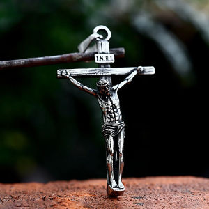 Punk Vintage Cross พระเยซูสร้อยคอสแตนเลส Amulet จี้สร้อยคอแฟชั่น Biker เครื่องประดับของขวัญ Dropshipping